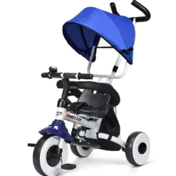Kinderdreirad Tricycle Klappbares Abnehmbares Dreirad mit Schubstange 91 x 49,5 x 102,5 cm Blau