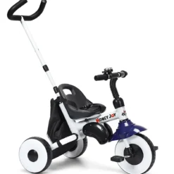Kinderdreirad Tricycle Klappbares Abnehmbares Dreirad mit Schubstange 91 x 49,5 x 102,5 cm Blau