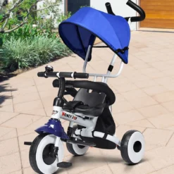 Kinderdreirad Tricycle Klappbares Abnehmbares Dreirad mit Schubstange 91 x 49,5 x 102,5 cm Blau