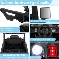 Kinder Elektroauto mit 2,4G Fernbedienung & USB & Licht & Musik 12V Kinderauto Jeep Auto
