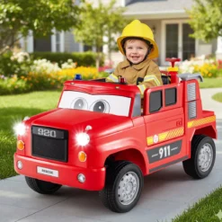 Kinder Elektroauto mit Wasserpistole & Fernbedienung 12V Elektro Feuerwehrauto