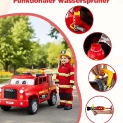 Kinder Elektroauto mit Wasserpistole & Fernbedienung 12V Elektro Feuerwehrauto