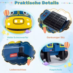 Kinder Elektroauto 12V Kinderauto Elektrisch mit 2 Sitzen & 2 Motoren 95 x 41 x 51 cm Blau