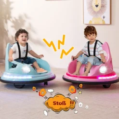 Kinder Elektro-Bumpercar 12V Batterie betrieben mit Fernbedienung & Doppel-Joysticks 360° Drehung Blau