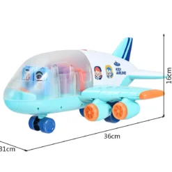 Kinder Flugzeug Passagierflugzeug Spiel-Flugzeug mit Licht und Musik Blau 31 x 36 x 16 cm