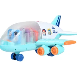 Kinder Flugzeug Passagierflugzeug Spiel-Flugzeug mit Licht und Musik Blau 31 x 36 x 16 cm
