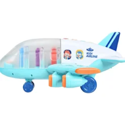 Kinder Flugzeug Passagierflugzeug Spiel-Flugzeug mit Licht und Musik Blau 31 x 36 x 16 cm