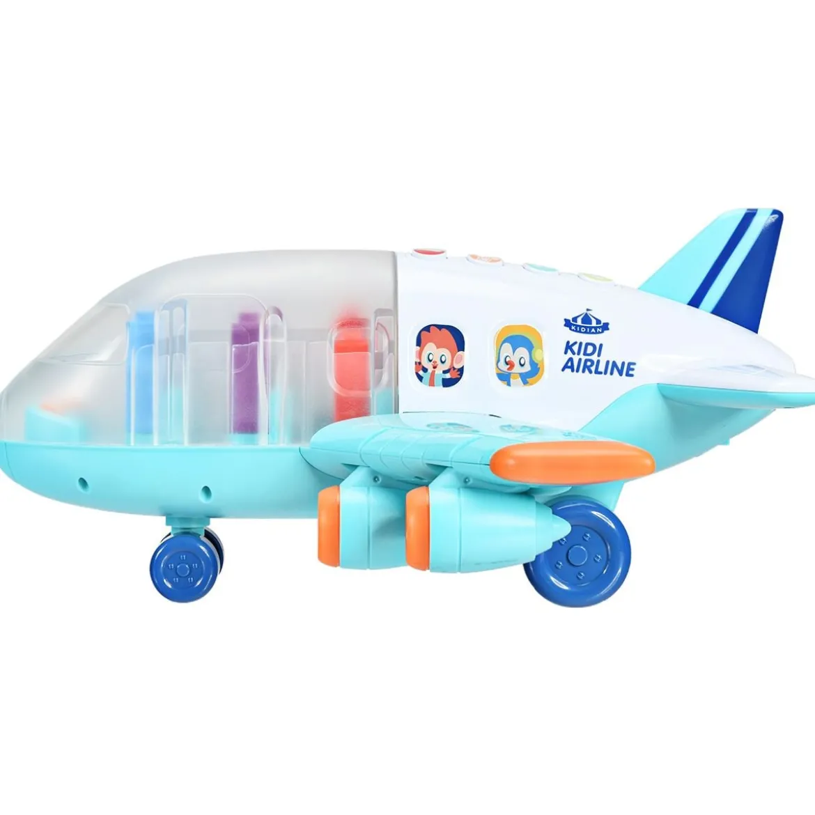 Kinder Flugzeug Passagierflugzeug Spiel-Flugzeug mit Licht und Musik Blau 31 x 36 x 16 cm