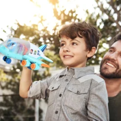 Kinder Flugzeug Passagierflugzeug Spiel-Flugzeug mit Licht und Musik Blau 31 x 36 x 16 cm