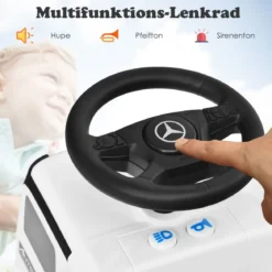 Kindergefährt Mercedes Benz Auto Kinderwagen Spielzeugauto 61,5 x 28,5 x 43 cm Weiß + Schwarz