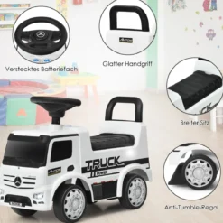 Kindergefährt Mercedes Benz Auto Kinderwagen Spielzeugauto 61,5 x 28,5 x 43 cm Weiß + Schwarz