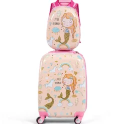 Kindergepäck Meerjungfrau Reisekoffer Kinderkoffer Set mit Rucksack Rosa