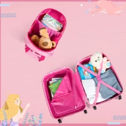 Kindergepäck Meerjungfrau Reisekoffer Kinderkoffer Set mit Rucksack Rosa
