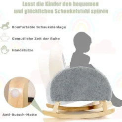 Kinder Gepolsterter Schaukelstuhl mit Massivholzbeinen Grau