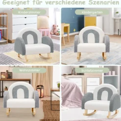 Kinder Gepolsterter Schaukelstuhl mit Massivholzbeinen Grau