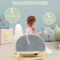Kinder Gepolsterter Schaukelstuhl mit Massivholzbeinen Grau