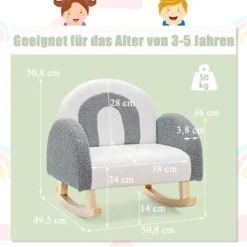 Kinder Gepolsterter Schaukelstuhl mit Massivholzbeinen Grau