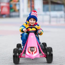 Kinder Gokart Pedalbetriebenes Kindergefährt Kinderkart Tretauto 104 x 59 x 62 cm Rosa