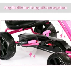 Kinder Gokart Pedalbetriebenes Kindergefährt Kinderkart Tretauto 104 x 59 x 62 cm Rosa