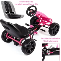 Kinder Gokart Pedalbetriebenes Kindergefährt Kinderkart Tretauto 104 x 59 x 62 cm Rosa
