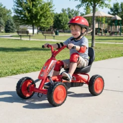 Kinder Gokart Verstellbarer Sitz Pedal Vorwärts Rückwärts Reifen Outdoor für 3-8 Jahre Rot
