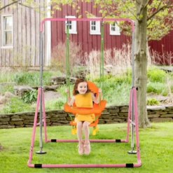 Kinder Gymnastikstange Höhenverstellbar Reckstange 90-130 cm Faltbare Turnstange Rosa