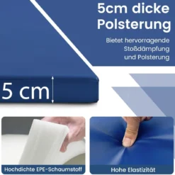 Kinder Gymnastikstange mit Gymnastikmatte Höhenverstellbar Reckstange 90-130 cm Blau