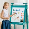 Kinder Höhenverstellbare Tafel mit Whiteboard & Magnetischer Tafel Klappbare Staffelei Grün