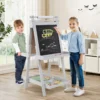 Kinder Höhenverstellbare Tafel mit Whiteboard & Magnetischer Tafel Klappbare Staffelei Grau