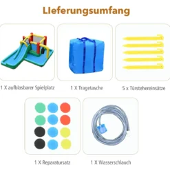 Kinder-Hüpfburg mit Rutsche Aufblasbare Wasserrutsche Spielpool 470 x 370 x 190 cm Bunt