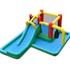 Kinder-Hüpfburg mit Rutsche Aufblasbare Wasserrutsche Spielpool 470 x 370 x 190 cm Bunt
