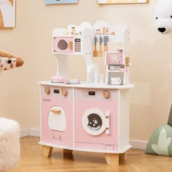 Kinderküche mit Zubehör & Kaffeemaschine & Mikrowelle & Ofen Kinder Küche Spielküche