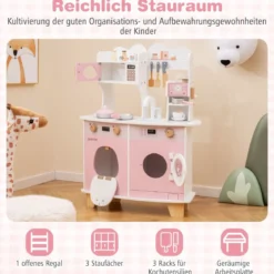Kinderküche mit Zubehör & Kaffeemaschine & Mikrowelle & Ofen Kinder Küche Spielküche