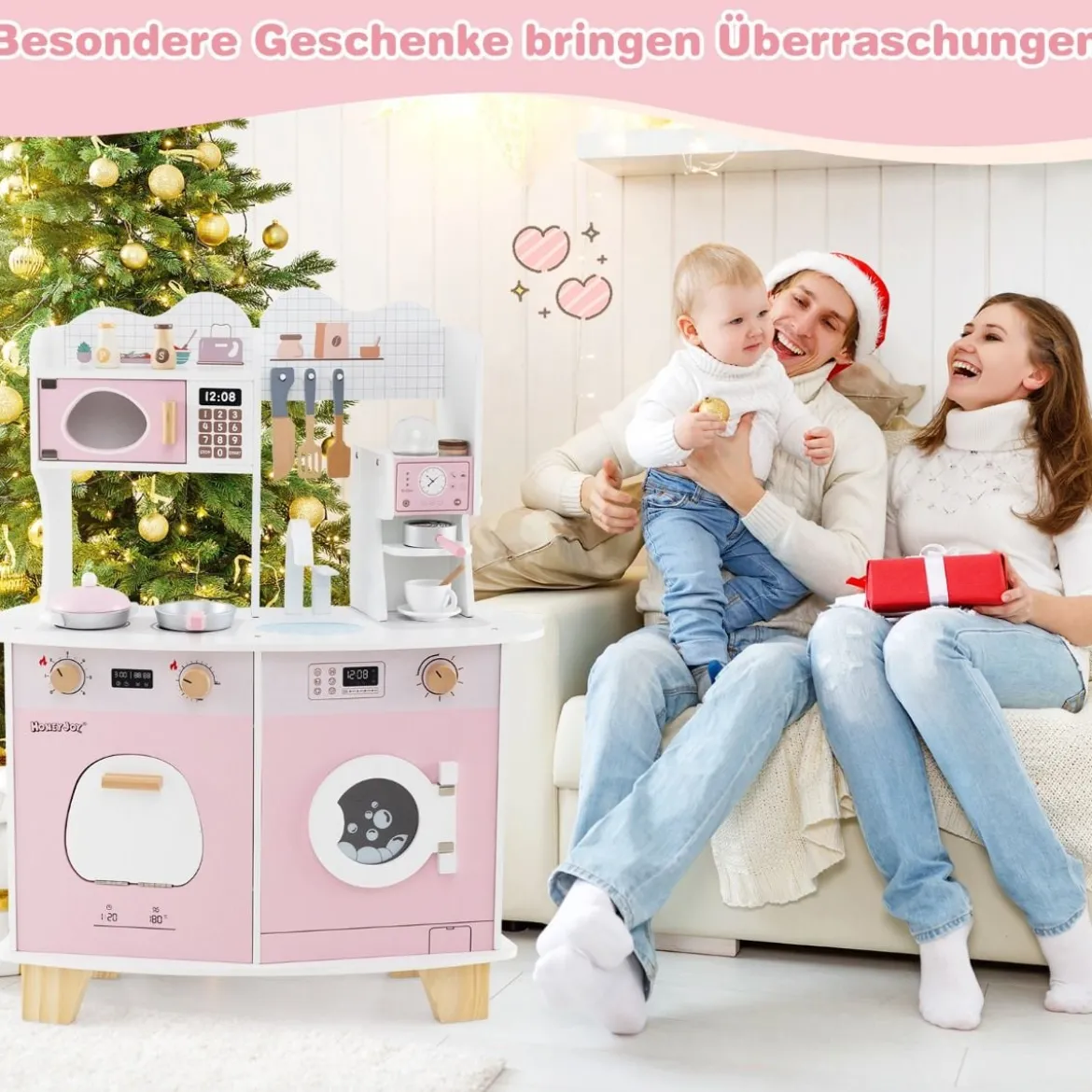 Kinderküche mit Zubehör & Kaffeemaschine & Mikrowelle & Ofen Kinder Küche Spielküche