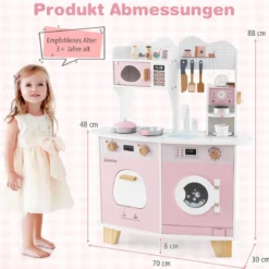 Kinderküche mit Zubehör & Kaffeemaschine & Mikrowelle & Ofen Kinder Küche Spielküche
