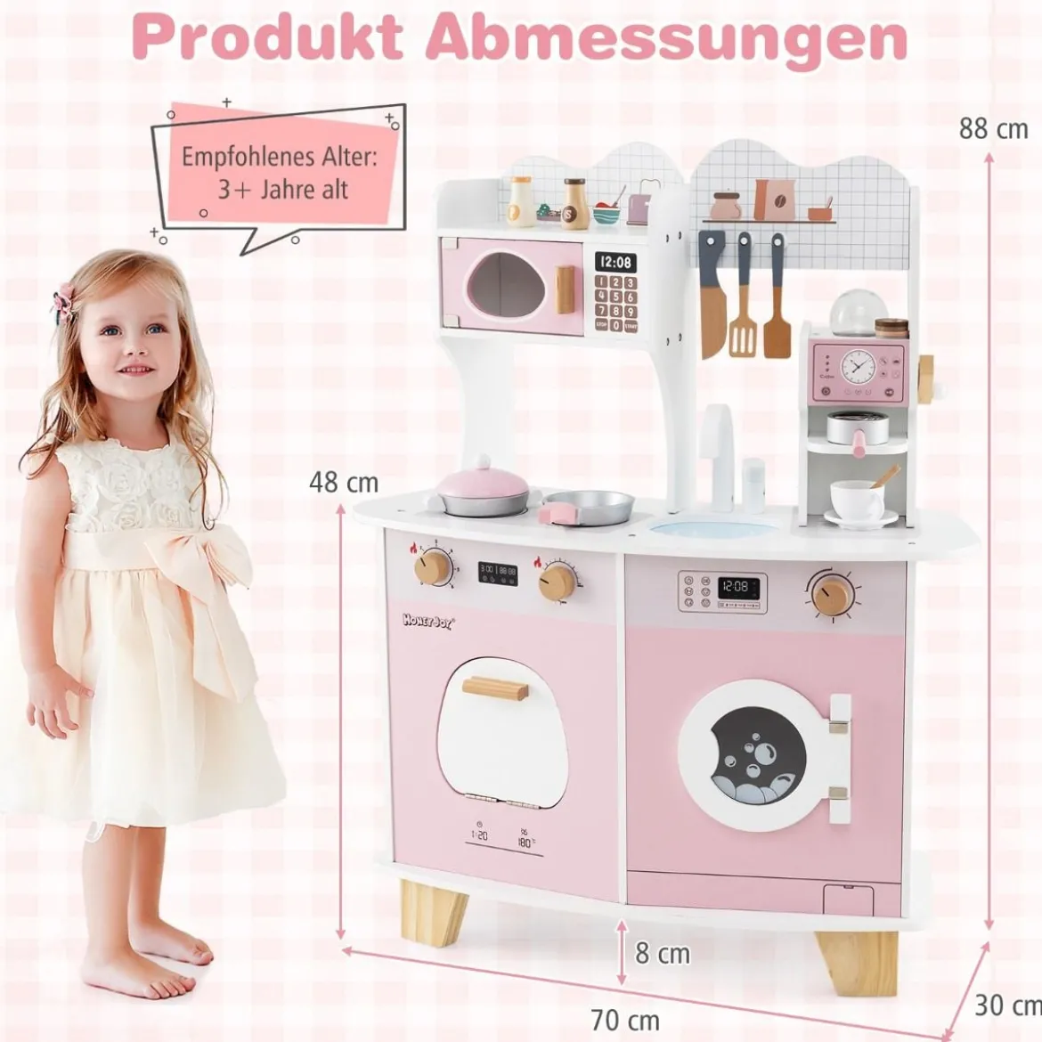 Kinderküche mit Zubehör & Kaffeemaschine & Mikrowelle & Ofen Kinder Küche Spielküche