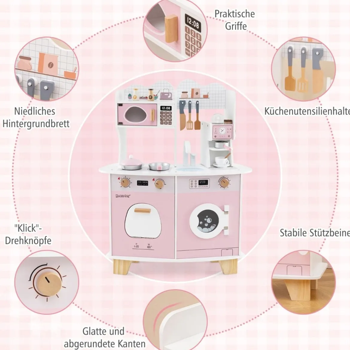 Kinderküche mit Zubehör & Kaffeemaschine & Mikrowelle & Ofen Kinder Küche Spielküche