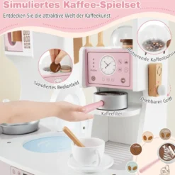 Kinderküche mit Zubehör & Kaffeemaschine & Mikrowelle & Ofen Kinder Küche Spielküche