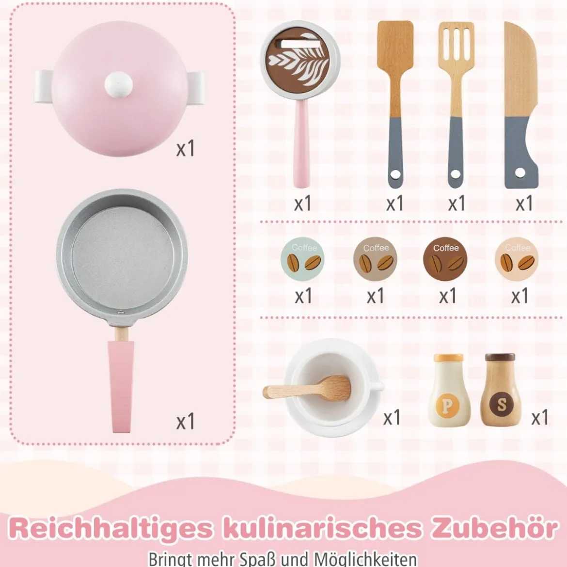 Kinderküche mit Zubehör & Kaffeemaschine & Mikrowelle & Ofen Kinder Küche Spielküche