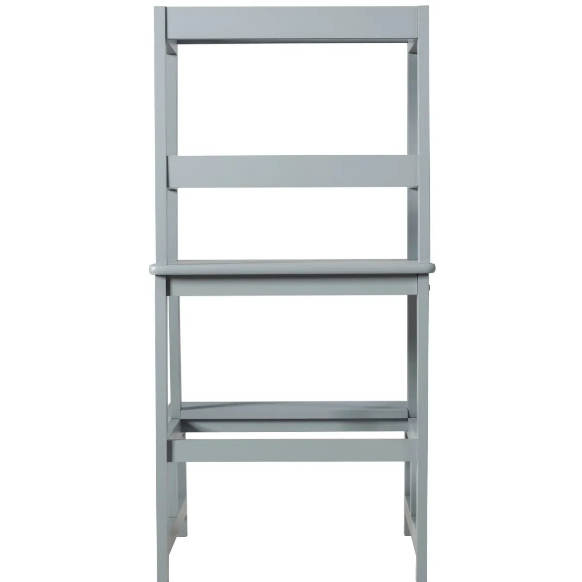 Kinder Küchenhocker Küchenhocker mit Geländer 2 Stufen Lernturm Kinder Tritthocker aus Bambus Grau