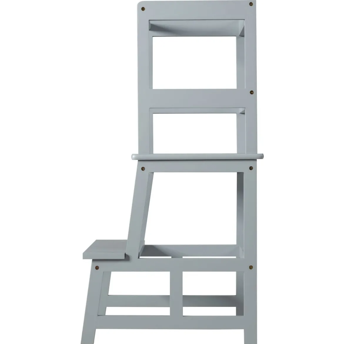 Kinder Küchenhocker Küchenhocker mit Geländer 2 Stufen Lernturm Kinder Tritthocker aus Bambus Grau