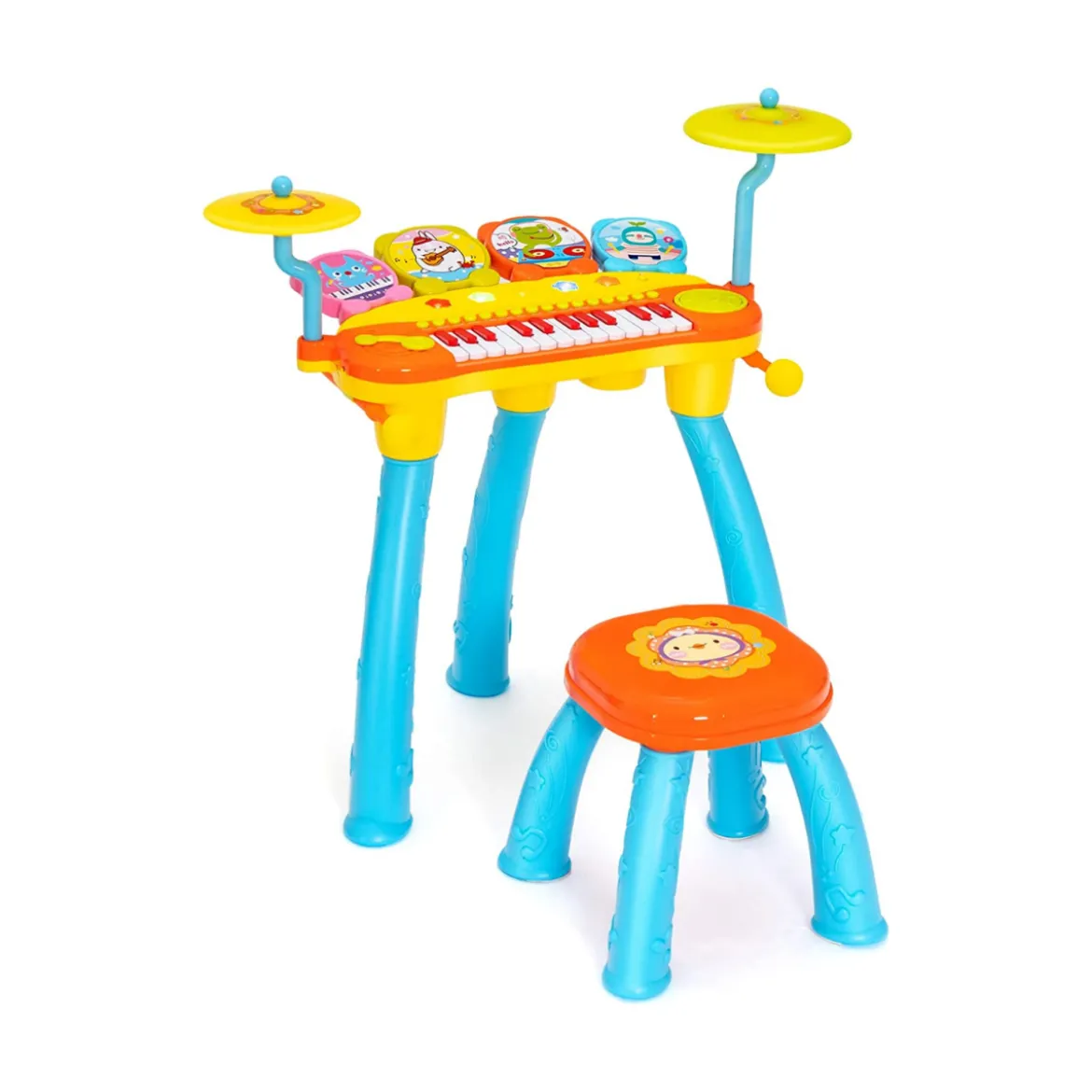 Kinder-Keyboard Elektrisches Keyboard-Set mit Hocker Mikrofon MP3 LED-Leuchten Blau