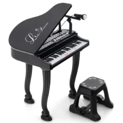 Kinderklavier mit 37 Tasten & Hocker Spielzeugklavier Tragbar 47 x 37 x 70 cm Schwarz