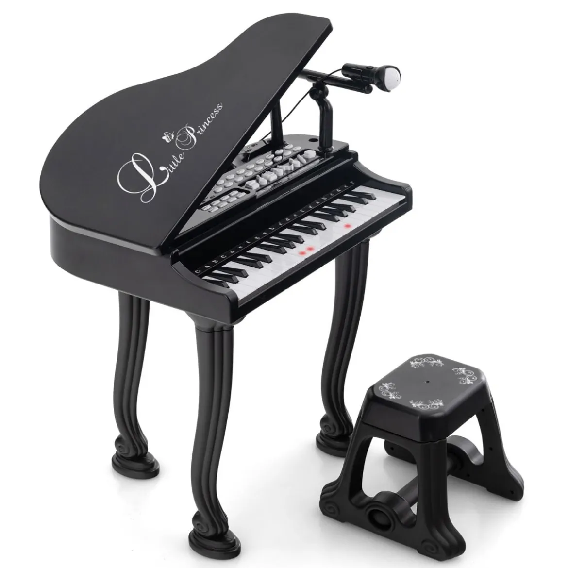 Kinderklavier mit 37 Tasten & Hocker Spielzeugklavier Tragbar 47 x 37 x 70 cm Schwarz
