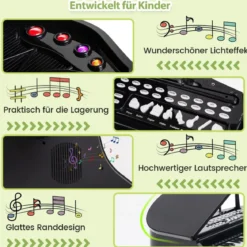 Kinderklavier mit 37 Tasten & Hocker Spielzeugklavier Tragbar 47 x 37 x 70 cm Schwarz