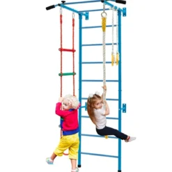 Kinder Kletterwand Heimsportgerät für Kinder bis 100 kg107 x 83 x 223 cm Blau