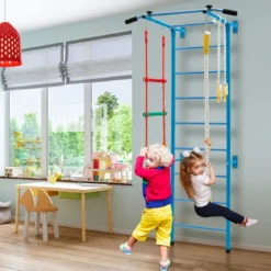 Kinder Kletterwand Heimsportgerät für Kinder bis 100 kg107 x 83 x 223 cm Blau