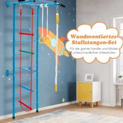 Kinder Kletterwand Heimsportgerät für Kinder bis 100 kg107 x 83 x 223 cm Blau