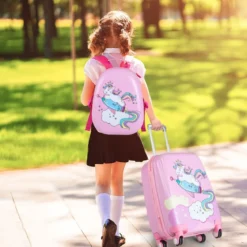 Kinderkoffer 2-Teiliges Kinder-Gepäckset Handgepäck- und Rucksack-Set Rosa
