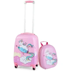 Kinderkoffer 2-Teiliges Kinder-Gepäckset Handgepäck- und Rucksack-Set Rosa